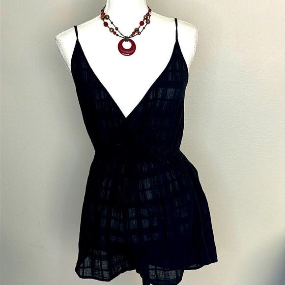 Woman’s Black Spaghetti Strap Romper XS/S Cotton - Picture 1 of 13